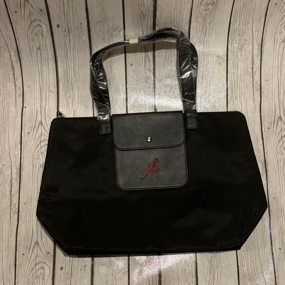 Black Tote Bag zipper top nylon new - Picture 1 of 2